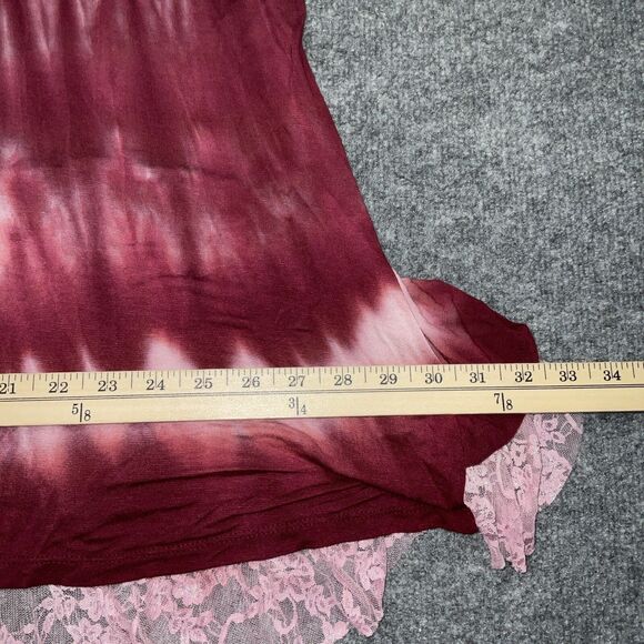 Janette Plus Blouse Womens 2XL Red Tie Dye Casual Tunic Lace Trim Flowy - Picture 6 of 7